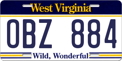 WV license plate OBZ884