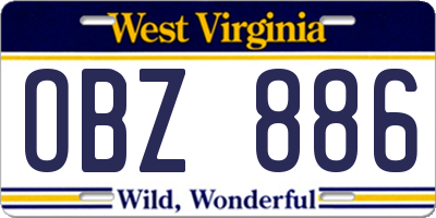 WV license plate OBZ886
