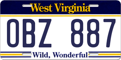 WV license plate OBZ887