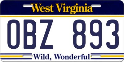 WV license plate OBZ893