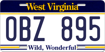 WV license plate OBZ895