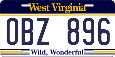 WV license plate OBZ896
