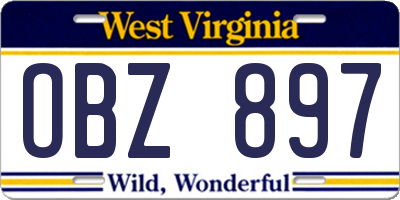 WV license plate OBZ897