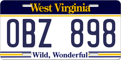 WV license plate OBZ898