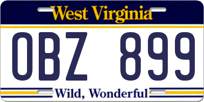 WV license plate OBZ899