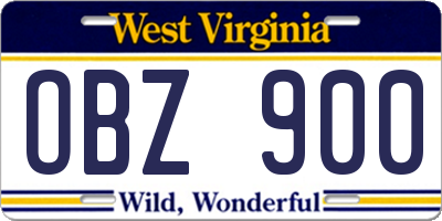 WV license plate OBZ900