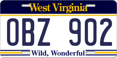 WV license plate OBZ902