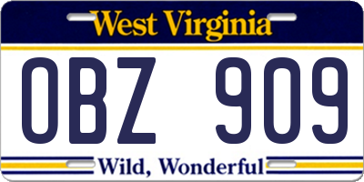 WV license plate OBZ909