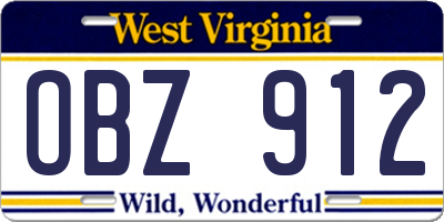 WV license plate OBZ912