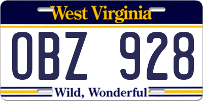 WV license plate OBZ928