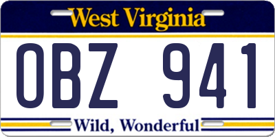WV license plate OBZ941