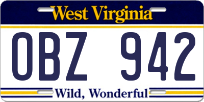 WV license plate OBZ942
