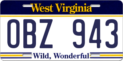 WV license plate OBZ943