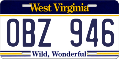 WV license plate OBZ946