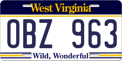 WV license plate OBZ963