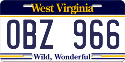 WV license plate OBZ966