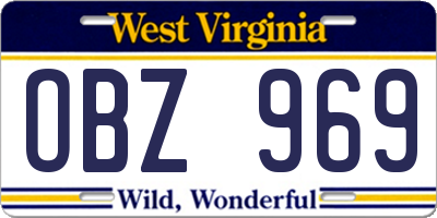 WV license plate OBZ969