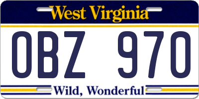 WV license plate OBZ970