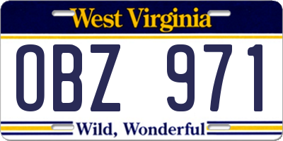 WV license plate OBZ971