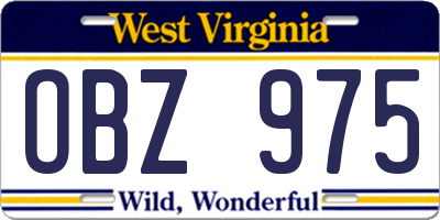 WV license plate OBZ975