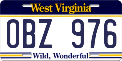 WV license plate OBZ976