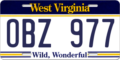 WV license plate OBZ977