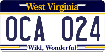 WV license plate OCA024