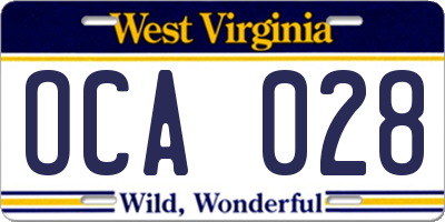 WV license plate OCA028