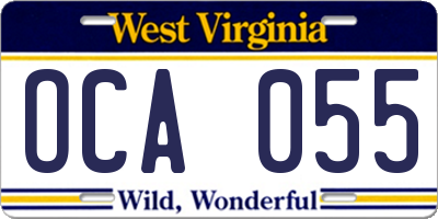 WV license plate OCA055