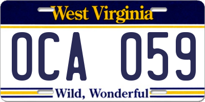 WV license plate OCA059