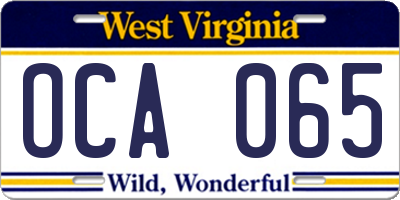 WV license plate OCA065