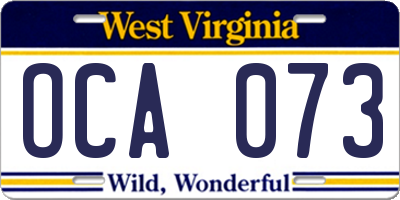 WV license plate OCA073