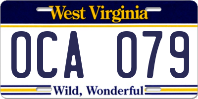 WV license plate OCA079