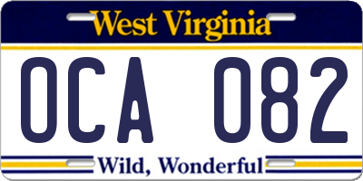 WV license plate OCA082