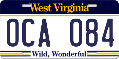 WV license plate OCA084