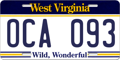 WV license plate OCA093