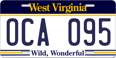 WV license plate OCA095