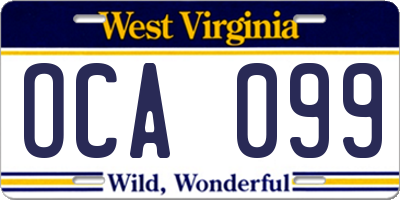 WV license plate OCA099