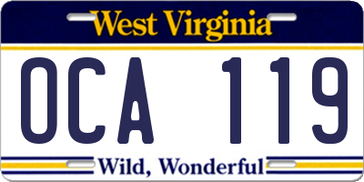 WV license plate OCA119