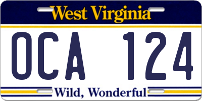 WV license plate OCA124