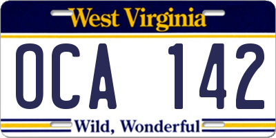 WV license plate OCA142