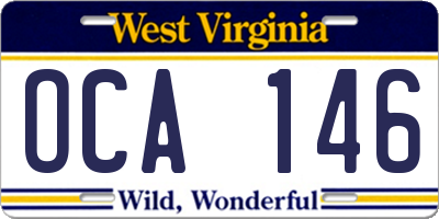 WV license plate OCA146