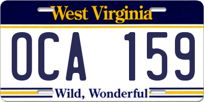 WV license plate OCA159