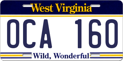 WV license plate OCA160