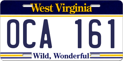 WV license plate OCA161