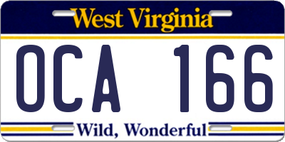 WV license plate OCA166