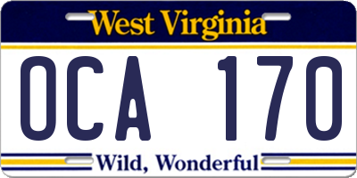 WV license plate OCA170