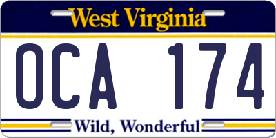 WV license plate OCA174