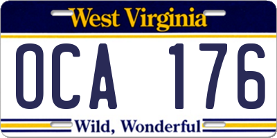 WV license plate OCA176