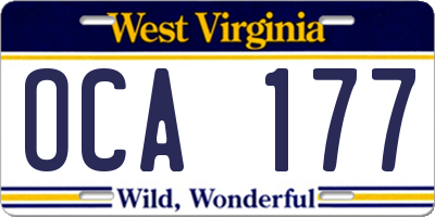 WV license plate OCA177